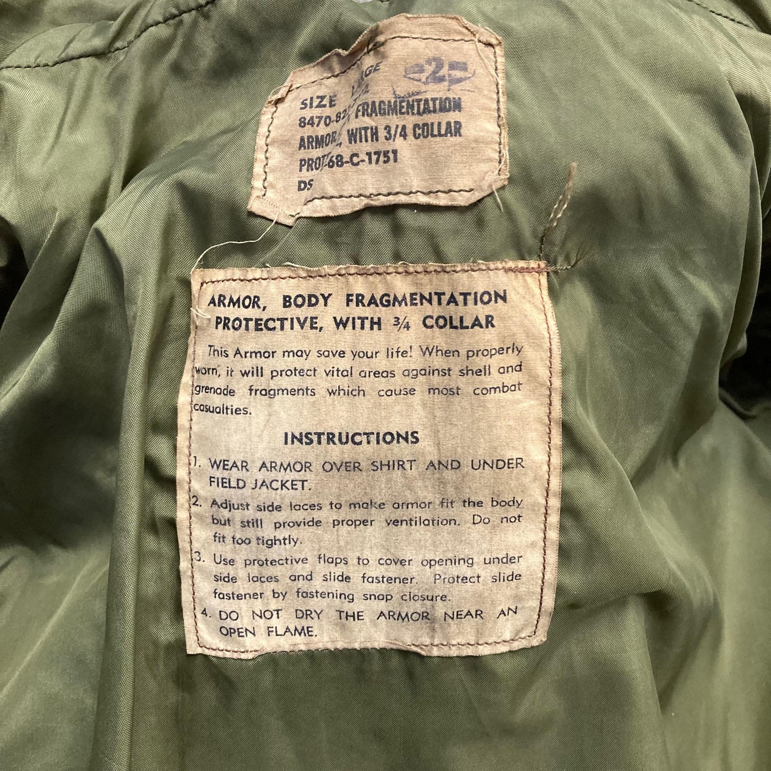 Vietnam U.S. Military Flak Jacket – Size Large – The War Store and More ...